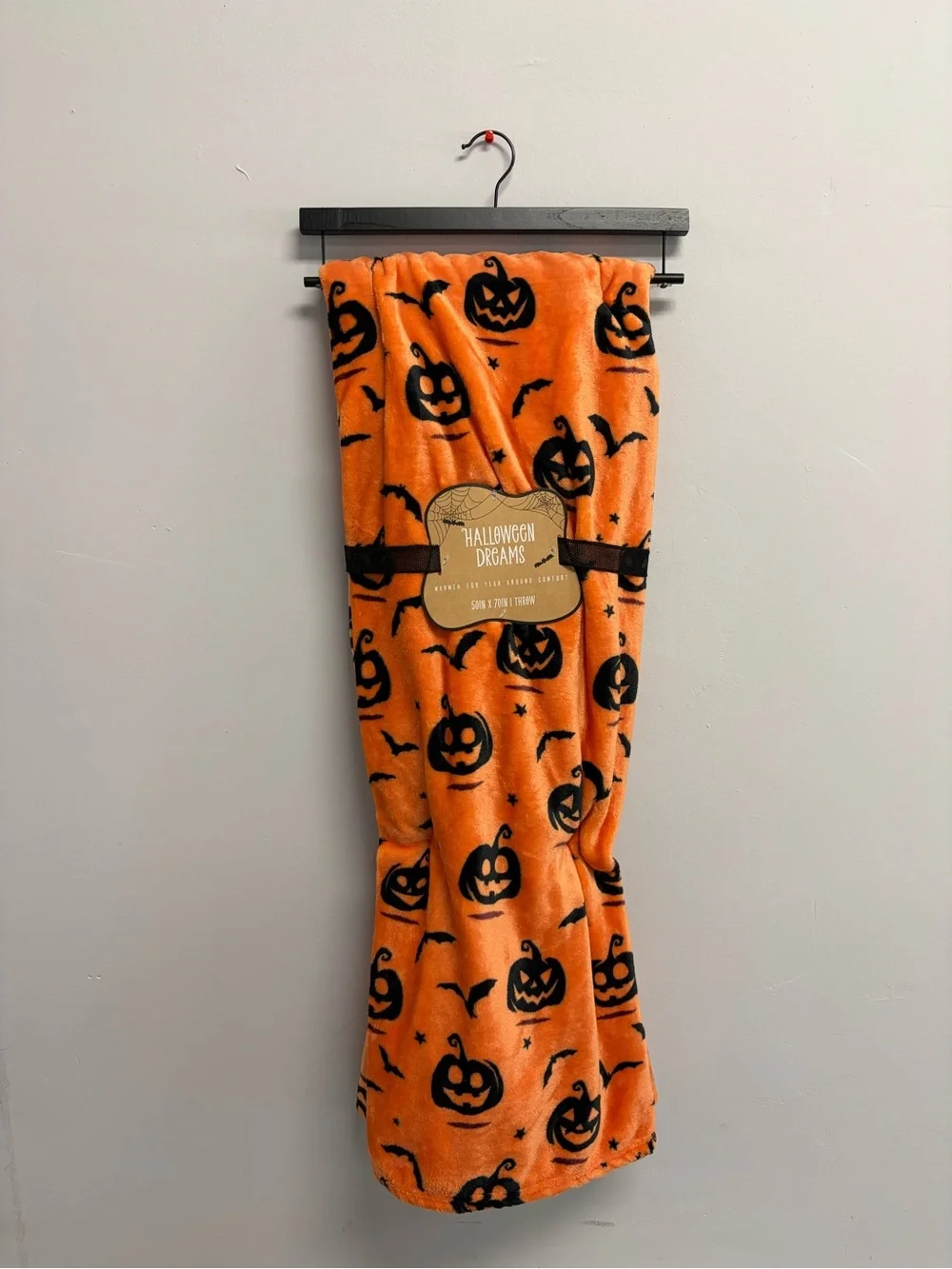 Halloween Pumpkin Plush Throw Blanket - Orange